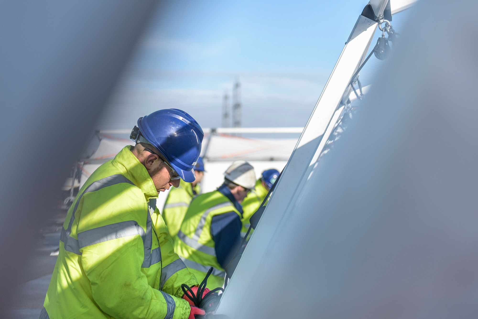 Emergency Response Team workers erecting tent control centre